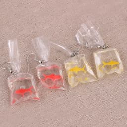 Yungqi Cartoon Kawaii Resin Goldfish Imitation Water Bag Shape Charms Earrings Funny Water Pouch Drop Earring Jewelry Brincos
