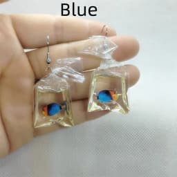 Yungqi Cartoon Kawaii Resin Goldfish Imitation Water Bag Shape Charms Earrings Funny Water Pouch Drop Earring Jewelry Brincos