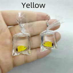 Yungqi Cartoon Kawaii Resin Goldfish Imitation Water Bag Shape Charms Earrings Funny Water Pouch Drop Earring Jewelry Brincos