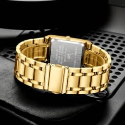 VA VA VOOM Relogio Masculino Watch Men Square Mens Watches Top Brand Luxury Golden Quartz Stainless Steel Waterproof Wrist Watch