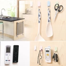 Plastic Hooks 2 pairs(4pcs) Sticky Hook Set TV Air Conditioner Remote Control Key Practical Wall Storage Holder Strong Hanger