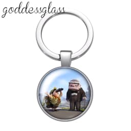 Up Travel with the House Adventure Glass Cabochon Keychain Bag Car Key Chain Ring Holder Charms Keychains Gift