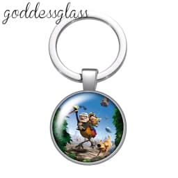 Up Travel with the House Adventure Glass Cabochon Keychain Bag Car Key Chain Ring Holder Charms Keychains Gift