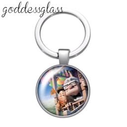 Up Travel with the House Adventure Glass Cabochon Keychain Bag Car Key Chain Ring Holder Charms Keychains Gift
