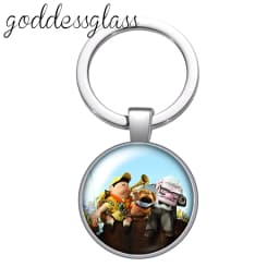 Up Travel with the House Adventure Glass Cabochon Keychain Bag Car Key Chain Ring Holder Charms Keychains Gift