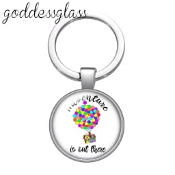Up Travel with the House Adventure Glass Cabochon Keychain Bag Car Key Chain Ring Holder Charms Keychains Gift