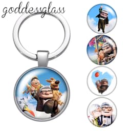 Up Travel with the House Adventure Glass Cabochon Keychain Bag Car Key Chain Ring Holder Charms Keychains Gift