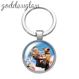 Up Travel with the House Adventure Glass Cabochon Keychain Bag Car Key Chain Ring Holder Charms Keychains Gift