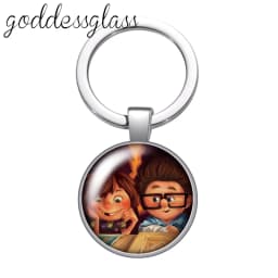 Up Travel with the House Adventure Glass Cabochon Keychain Bag Car Key Chain Ring Holder Charms Keychains Gift