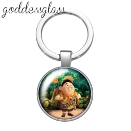 Up Travel with the House Adventure Glass Cabochon Keychain Bag Car Key Chain Ring Holder Charms Keychains Gift