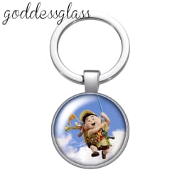 Up Travel with the House Adventure Glass Cabochon Keychain Bag Car Key Chain Ring Holder Charms Keychains Gift