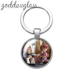 Up Travel with the House Adventure Glass Cabochon Keychain Bag Car Key Chain Ring Holder Charms Keychains Gift