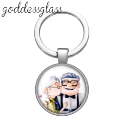 Up Travel with the House Adventure Glass Cabochon Keychain Bag Car Key Chain Ring Holder Charms Keychains Gift