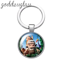 Up Travel with the House Adventure Glass Cabochon Keychain Bag Car Key Chain Ring Holder Charms Keychains Gift