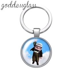 Up Travel with the House Adventure Glass Cabochon Keychain Bag Car Key Chain Ring Holder Charms Keychains Gift