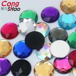 Cong Shao 20pcs 20mm Colorful Acrylic Rhinestone Round Flat Back Beads Crystal Stones DIY Costume Jewelry Crafts Scrapbook ZZ751