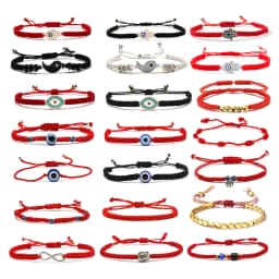 Zinc Alloy Hamsa Hand Red String Adjustable Bracelet Women Fatima Evil Eye Rope Handmade Tibetan Buddhist Lucky Knot Jewelry DIY