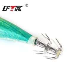 FTK Sea Fishing Lure Hard Bait Wood Shrimp 8cm 10g Fishing Wobbler Squid Hook Jig Artificial Lure  jigging Lure Octopus Bait