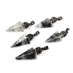 1PC Natural Stone Arrow Shape Black Rutilated Quartz Pendant Charms for Jewelry Making DIY Necklace Accessories Size 15x37mm