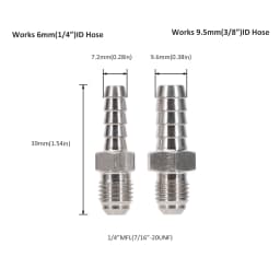 6mm/9.5mm Hose Barb x 1/4" MFL Male Flare Adapter Homebrew Beer Kegging Fitting 304 Stainless Steel Brewer Hardware