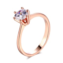 ZHOUYANG Wedding Rings For Women Classic Forever Perfect Cut 1 Carat Zircon Rose Gold Color 6 Claws Gift Wholesale Jewelry R013