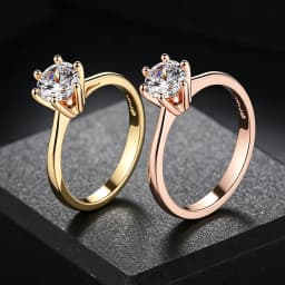 ZHOUYANG Wedding Rings For Women Classic Forever Perfect Cut 1 Carat Zircon Rose Gold Color 6 Claws Gift Wholesale Jewelry R013