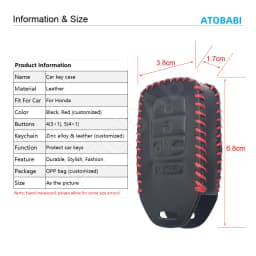 Leather Car Key Cover Bag For Honda Civic Fit Accord Pilot CR-V 2019 2020 Smart Remote Fobs Shell Protector Case Keychain Holder