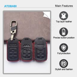 Leather Car Key Cover Bag For Honda Civic Fit Accord Pilot CR-V 2019 2020 Smart Remote Fobs Shell Protector Case Keychain Holder