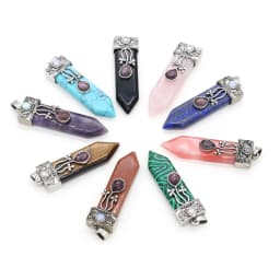 Natural Amethysts Pink Quartz Stone Sword Pendant Lapis Lazuli Onyx Charms Women Jewelry Making DIY Necklace Gift Size 16x57mm