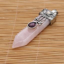Natural Amethysts Pink Quartz Stone Sword Pendant Lapis Lazuli Onyx Charms Women Jewelry Making DIY Necklace Gift Size 16x57mm
