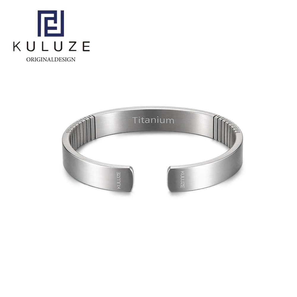 KULUZE Original Titanium wristband 100% Pure titanium Golf Athletic Bracelet Men Women C-Shaped cuff Bangle Bracelet fashionGift