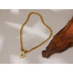 Yhpup Exquisite Sun Flower Pendant Necklace Stainless Steel Golden 18 K Chain Choker Women Necklace Bijoux Femme Accessories