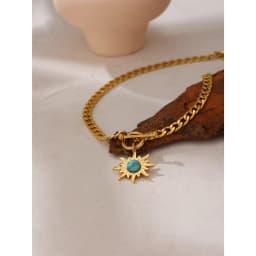 Yhpup Exquisite Sun Flower Pendant Necklace Stainless Steel Golden 18 K Chain Choker Women Necklace Bijoux Femme Accessories