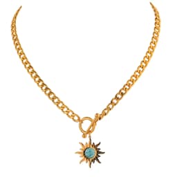 Yhpup Exquisite Sun Flower Pendant Necklace Stainless Steel Golden 18 K Chain Choker Women Necklace Bijoux Femme Accessories
