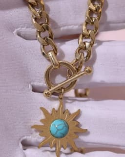 Yhpup Exquisite Sun Flower Pendant Necklace Stainless Steel Golden 18 K Chain Choker Women Necklace Bijoux Femme Accessories