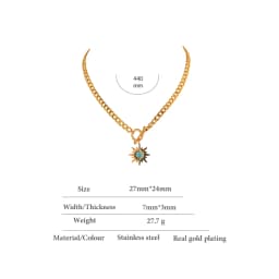 Yhpup Exquisite Sun Flower Pendant Necklace Stainless Steel Golden 18 K Chain Choker Women Necklace Bijoux Femme Accessories