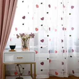 Modern Children Cartoon 3D Heart Sheer Tulle Girls Bedroom Curtains For Finished Living Room Drapes Custom Panel Curtain Cortina
