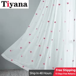 Modern Children Cartoon 3D Heart Sheer Tulle Girls Bedroom Curtains For Finished Living Room Drapes Custom Panel Curtain Cortina