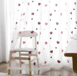 Modern Children Cartoon 3D Heart Sheer Tulle Girls Bedroom Curtains For Finished Living Room Drapes Custom Panel Curtain Cortina