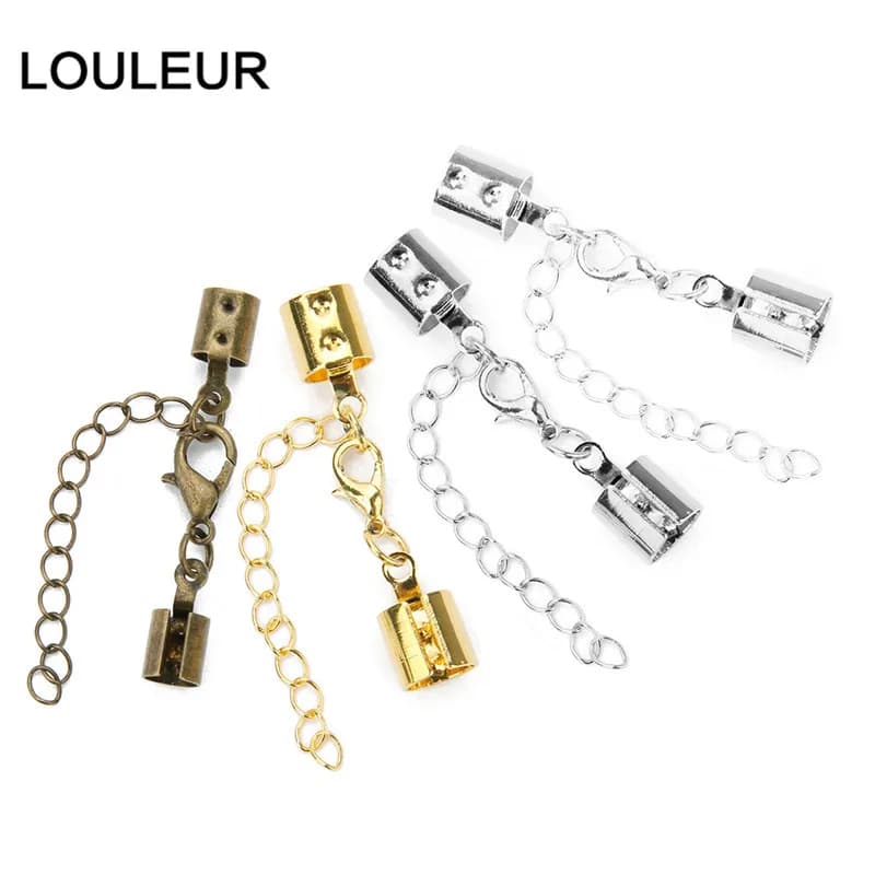 10set/lot Copper Leather Cord End Caps End Clasps Fit 3 4 5 6 8mm Bracelet Lobster Clasps Connectors Diy Jewelry Findings