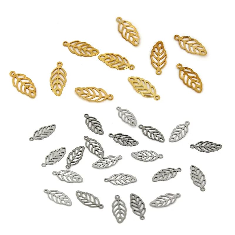 50pcs Stainless Steel Hollow Out Leaf Charms Tree Leaves Pendants For Bracelet Earring Findings DIY Jewelry Accessories Parts