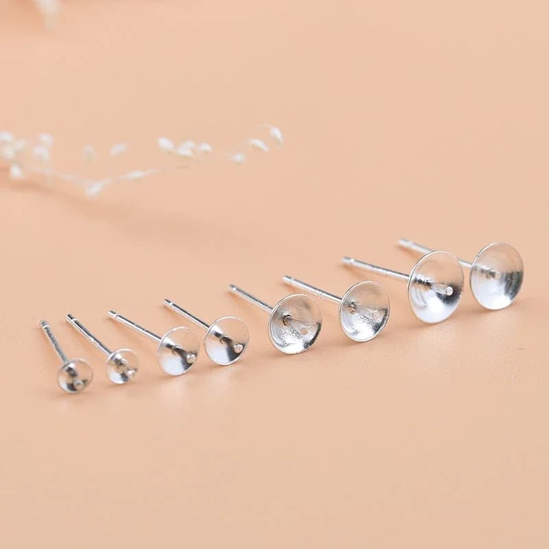 5 pairs of 925 sterling silver semi-finished tray earrings DIY making materials for jewelry accessories for women