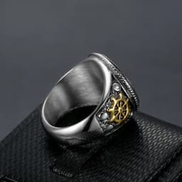 Vintage Men's Pirate Signet Double Knife Skull Ring Golden/Silver Color Stainless Steel Compass Goth Punk Ring Drop Shipping