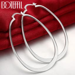 DOTEFFIL 925 Sterling Silver Smooth Big Circle Hoop Earring Women Party Gift Fashion Charm Wedding Jewelry