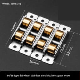 Stainless steel window pulley slot wheels silent Copper u groove track door roller casters sliding glass window Hardware fitting