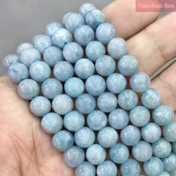 Blue Chalcedony Natural Jasper Jade Stone Round Beads for Jewelry Making 15"Strand 6 8 10 12MM Diy Bracelet Necklace Ear Studs