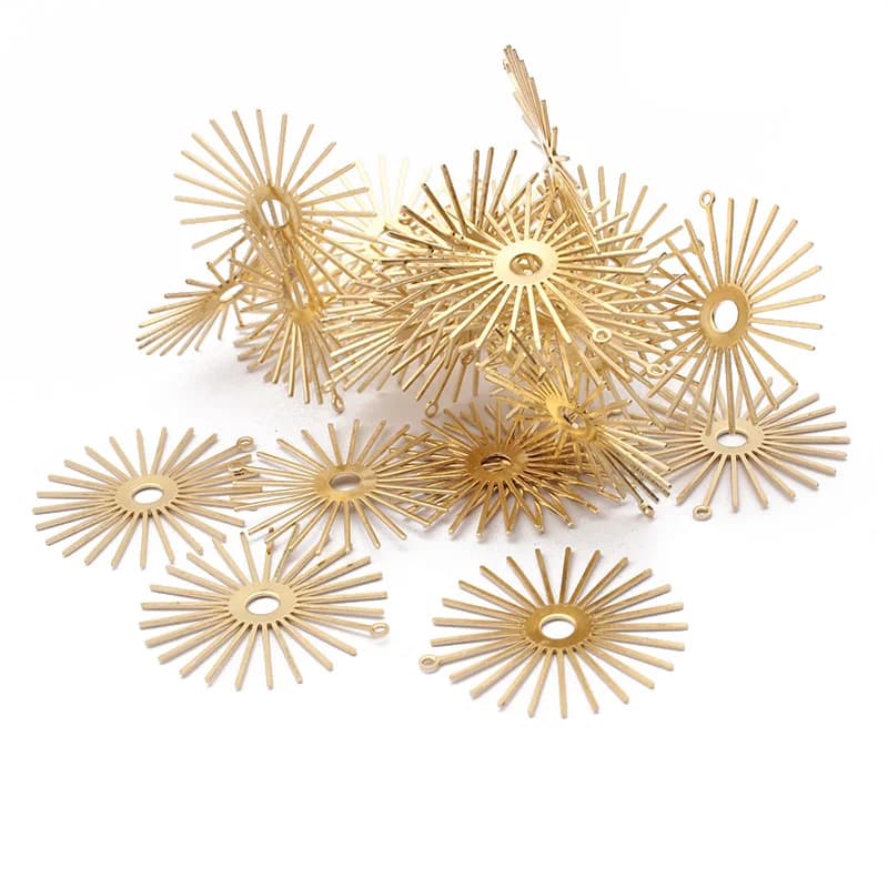 10pcs Raw Brass Sun Flower Charms Pendant For DIY Earrings Necklace Jewelrry Findings Making