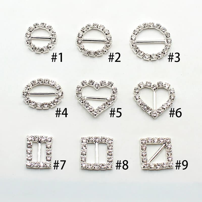 Hot Sale 10pcs/Set Variety of Rhinestone Buckle Gift Box Invitation Card Decoration Accessories Ribbon Bow Ribbon Slider Buckle