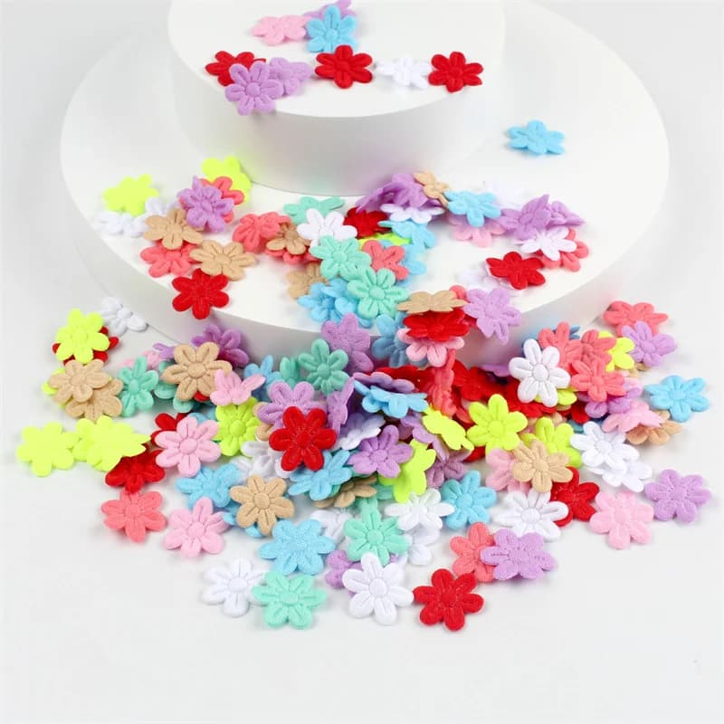 100pcs Five-petal Wedding Flower Embossing DIY Sewing Craft Children's Hair Accessories Jewelry Cloth Stickers Festival Decor