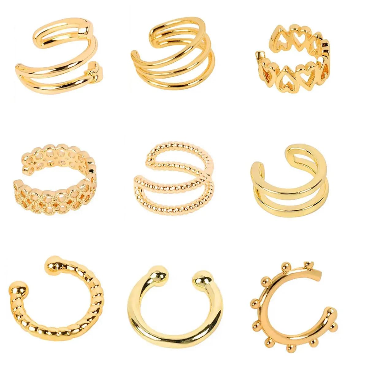 Fashion Ear Cuff Clip Earring Without Piercing Gold Silver Color Star Heart Chain Geometry Cartilage Earcuff Women Party Jewelry